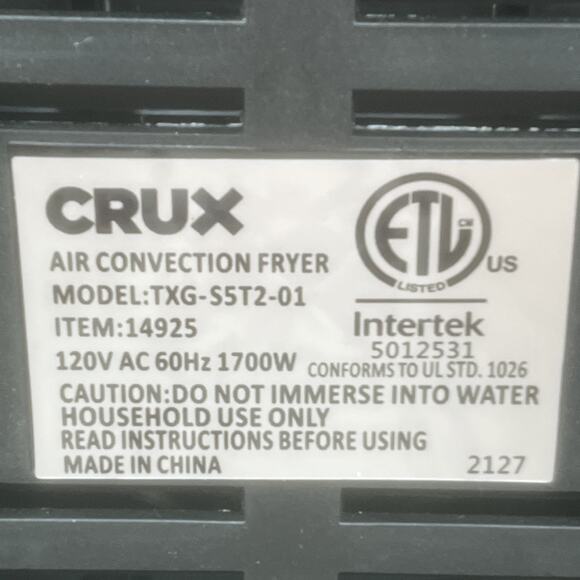Crux Digital Air Fryer Touchscreen 1700 Watt. Holds 5lbs Of Food. TESTED. {B2}. - Picture 5 of 8